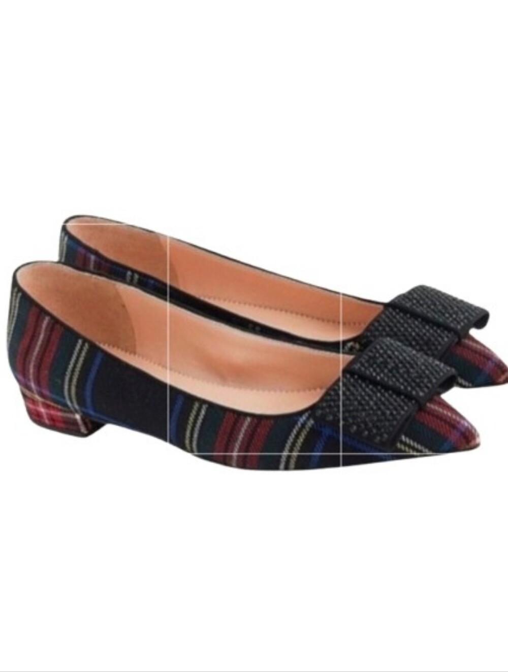 J. Crew Stewart Plaid Pointy Toe Flats Shoe Size 7.5 Women's Holiday Festive